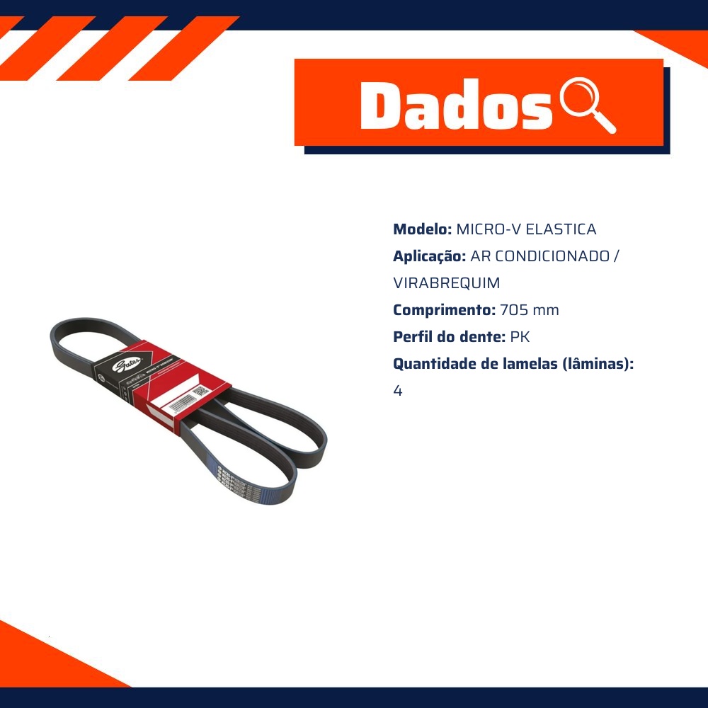 Correia de Acessórios PK para Ford Focus - Gates - 4PK0705SF