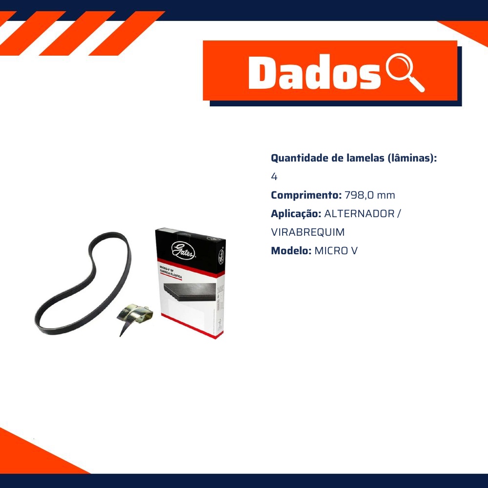 Correia de Acessórios - GATES - 4PK0798SF