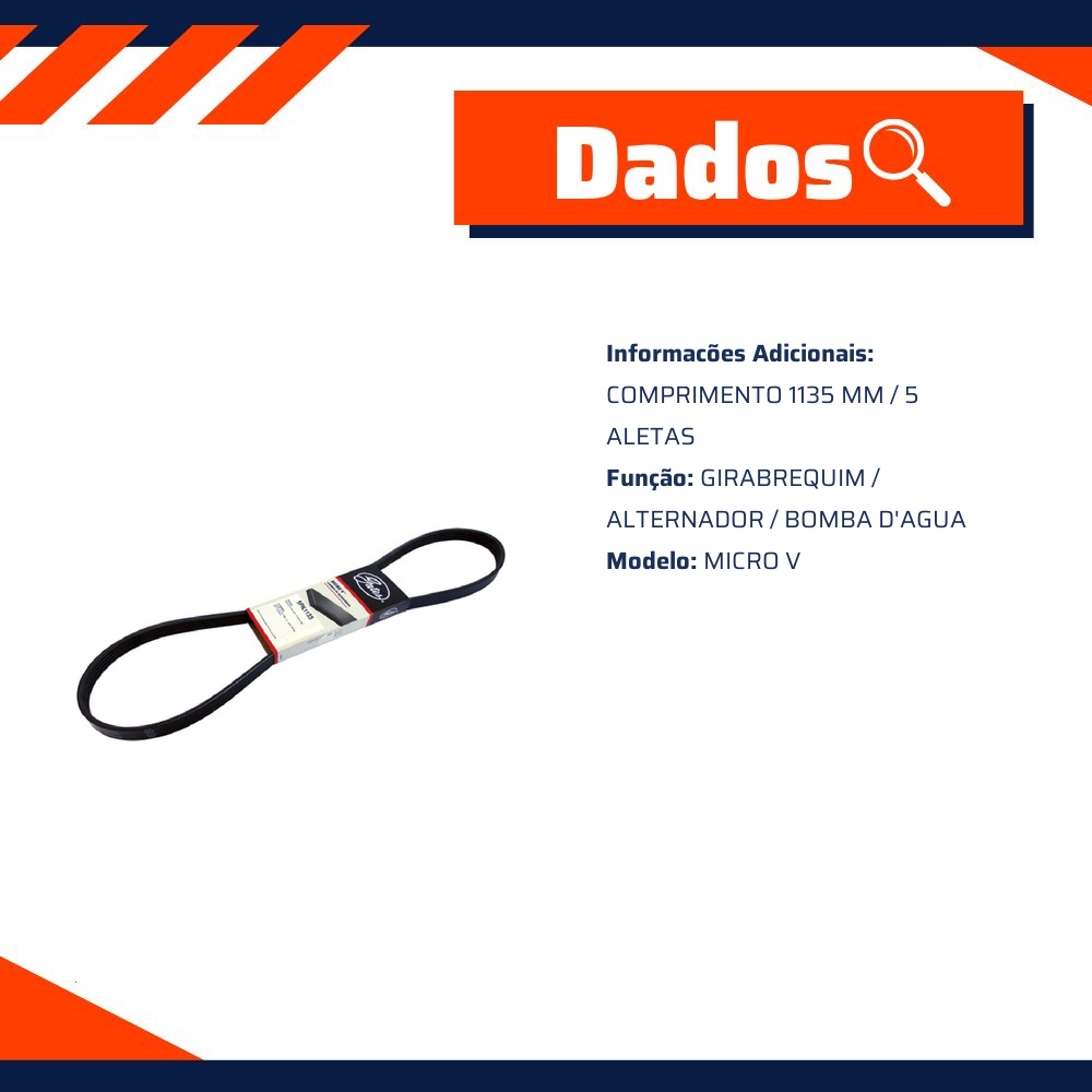 Correia Acessórios Micro V 5 Aletas - GATES - 5PK1135