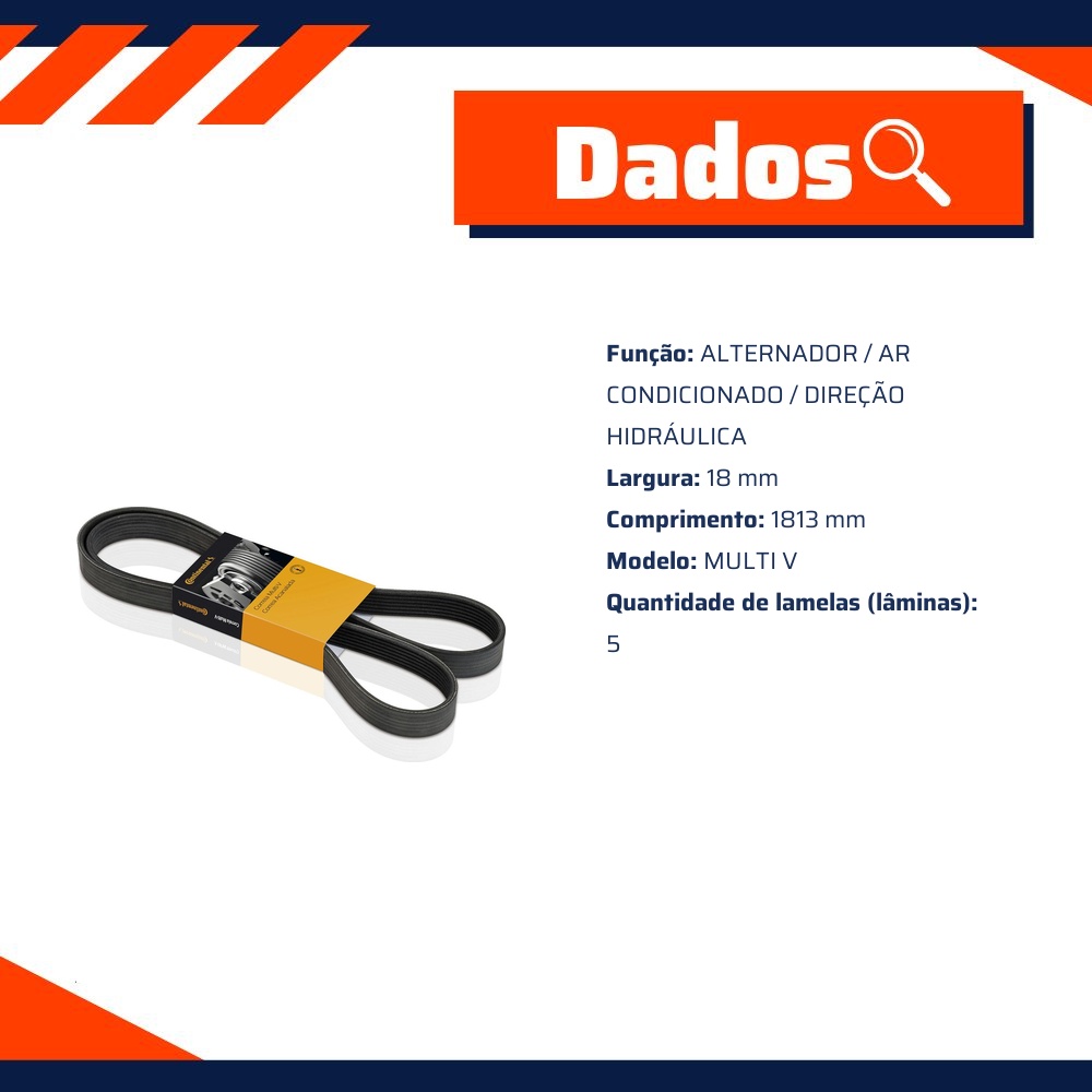 Correia de Acessórios Multi V 18x1813 5 Lâminas - CONTITECH - 5PK1813