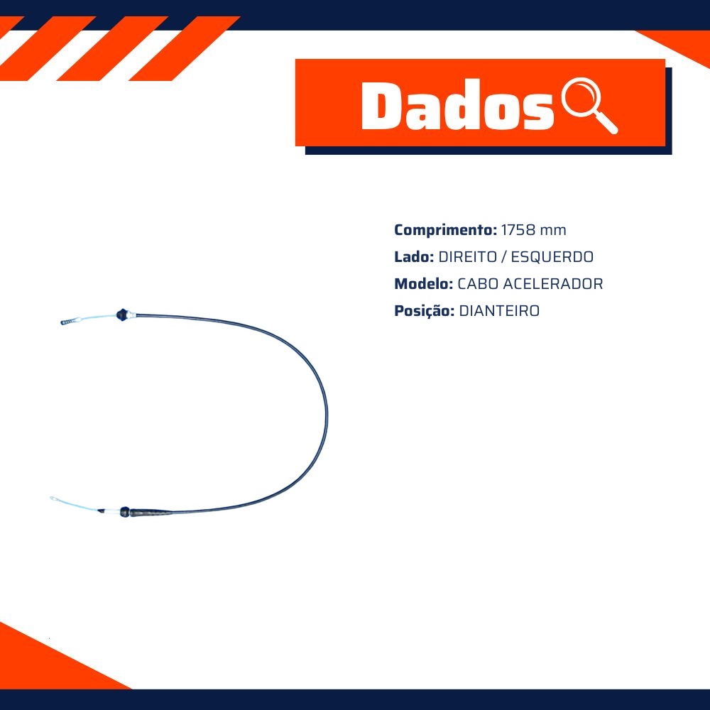 Cabo de Comando do Acelerador para Volkswagen Golf e New Beetle - Fania - 61-514