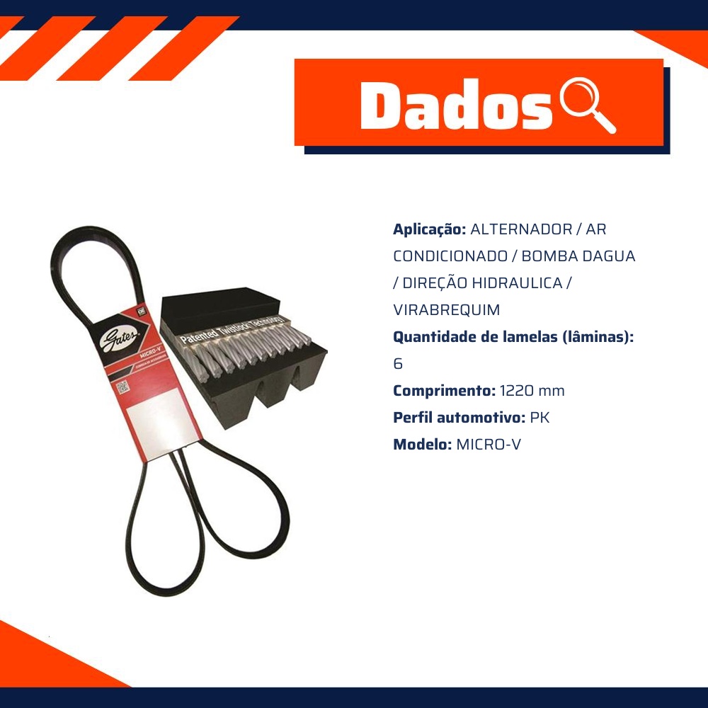 Correia de Acessórios Micro-V PK 1220mm - GATES - 6PK1220