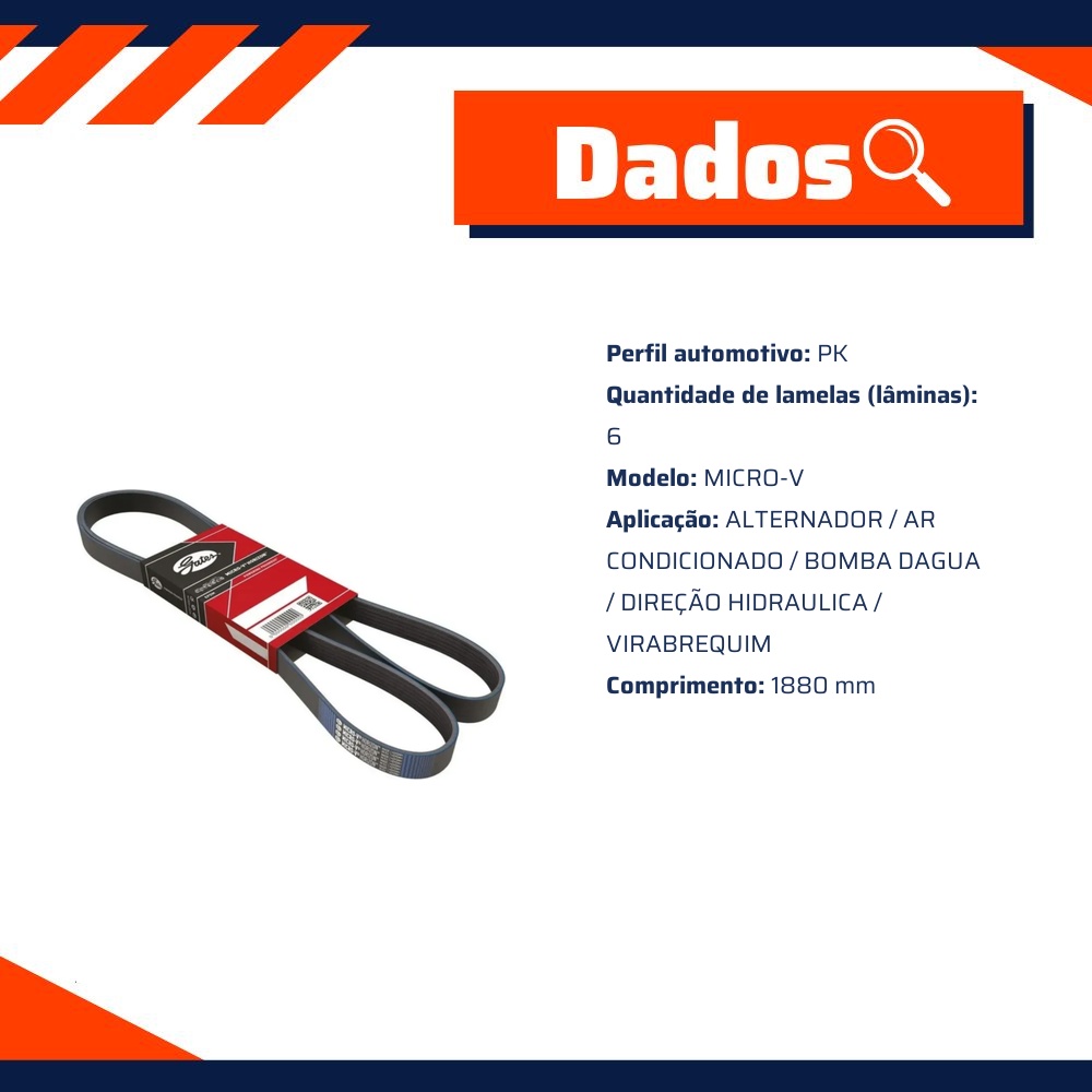 Correia de Acessórios Micro-V PK - GATES - 6PK1880