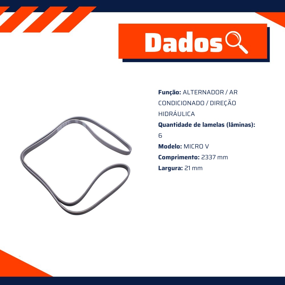 Correia de Acessórios Micro V para Ford Ranger - Continental Contitech - 6PK2337