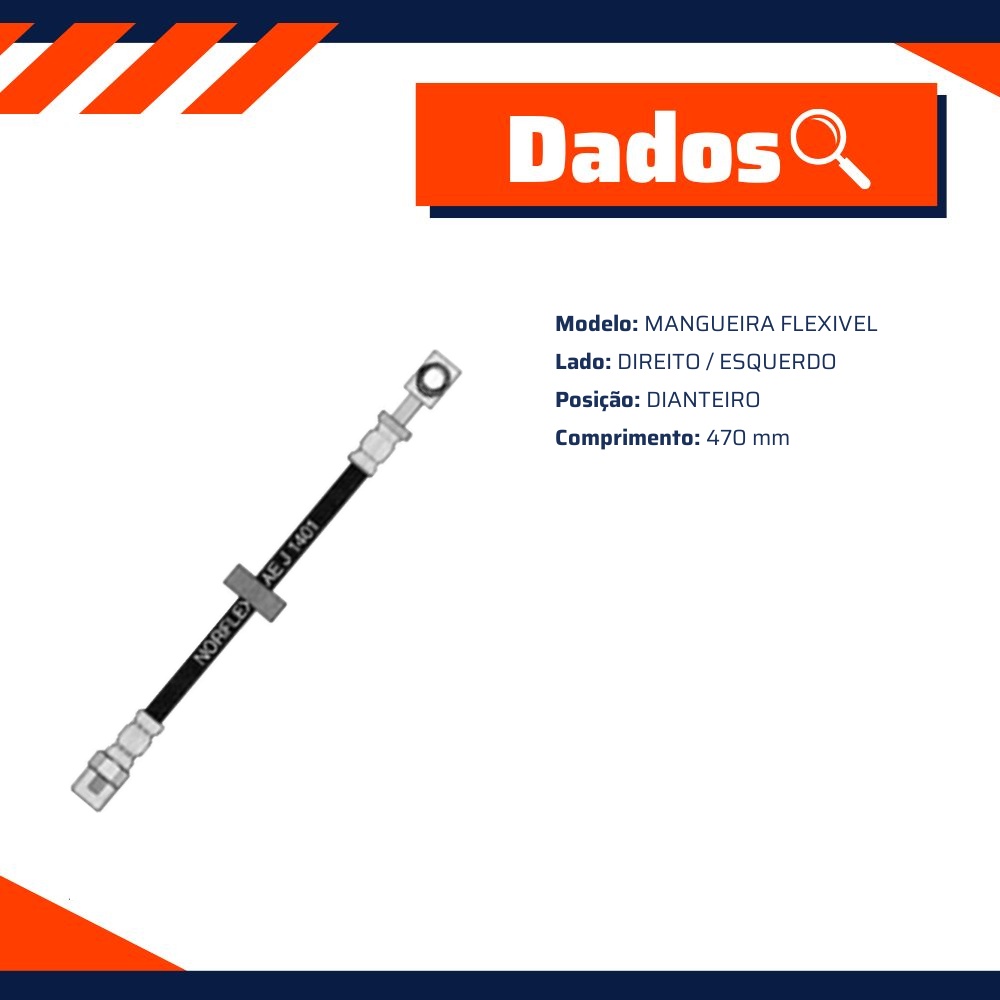 Mangueira Flexível de Freio Dianteiro para Volkswagen Golf - Norflex - 7050