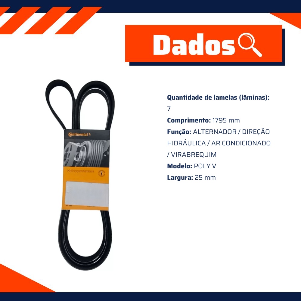Correia Acessórios Poly V - Continental Contitech - 7PK1795