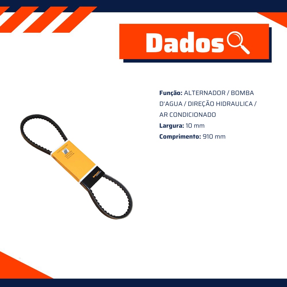 Correia de Acessórios Unitária 910x10mm - CONTITECH - AVX10X910