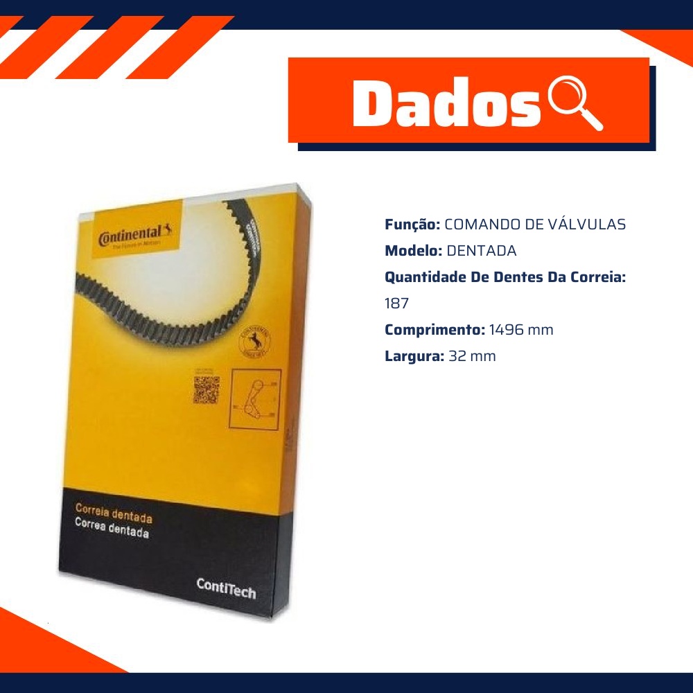 Correia Dentada Sincronizadora para Chrysler Stratus e Mitsubishi Pajero Sport - Continental Contitech - CT1080