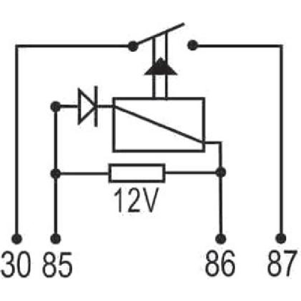Relê 12V Auxiliar Cor 40Ah 4 Terminais - DNI - 0118