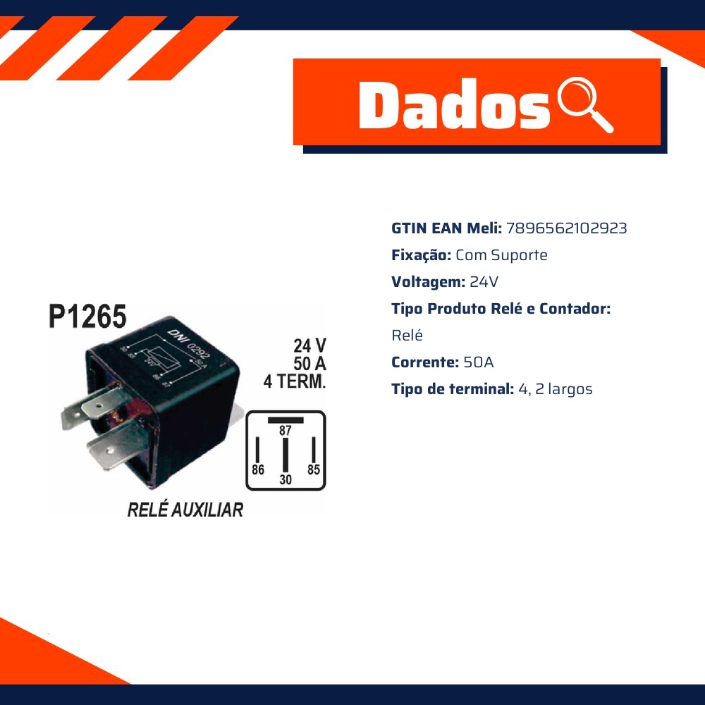 Relê Auxiliar 24V 4 Conexões - DNI - 0292