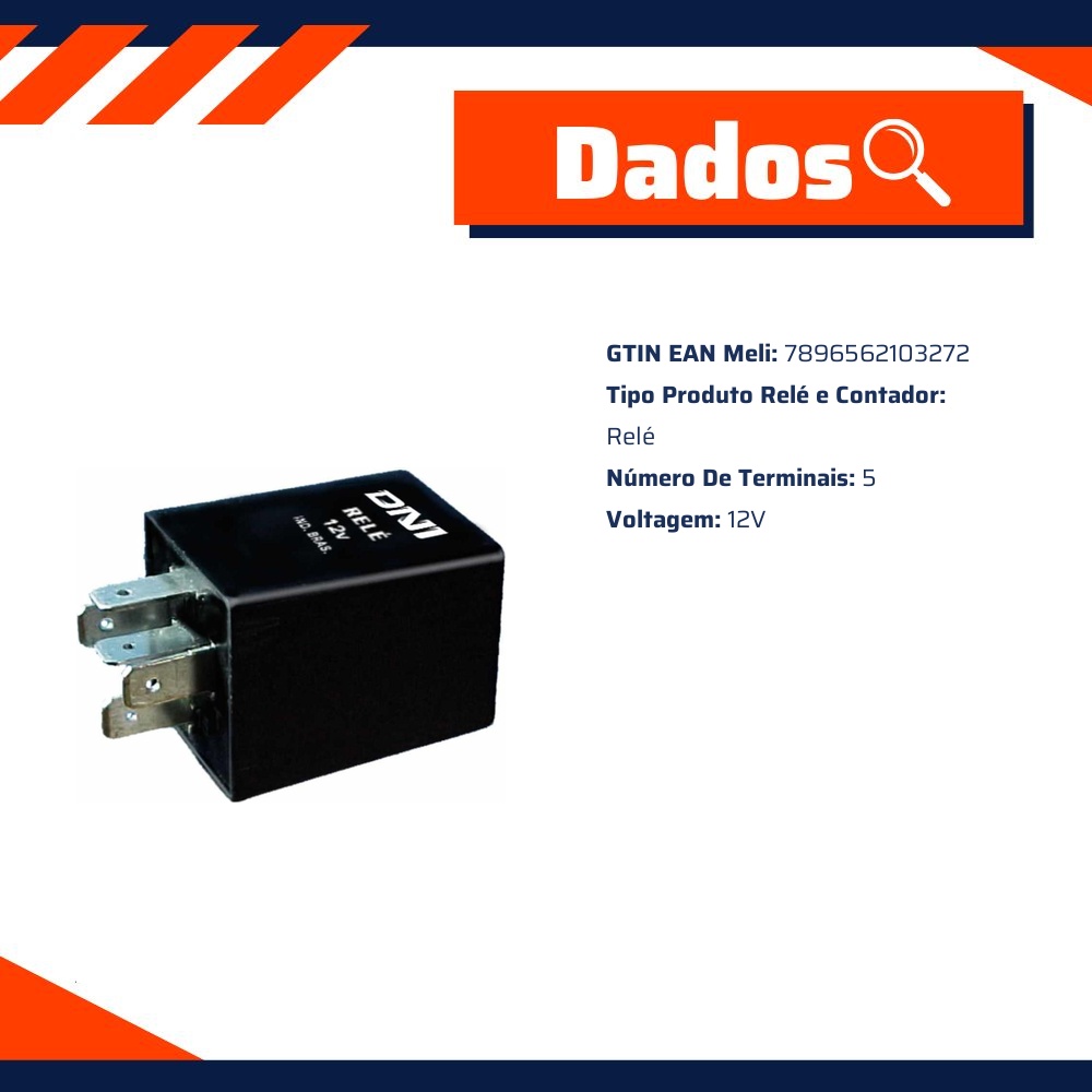 Relê Temporizador 12V 5 Conexões - DNI - 0327