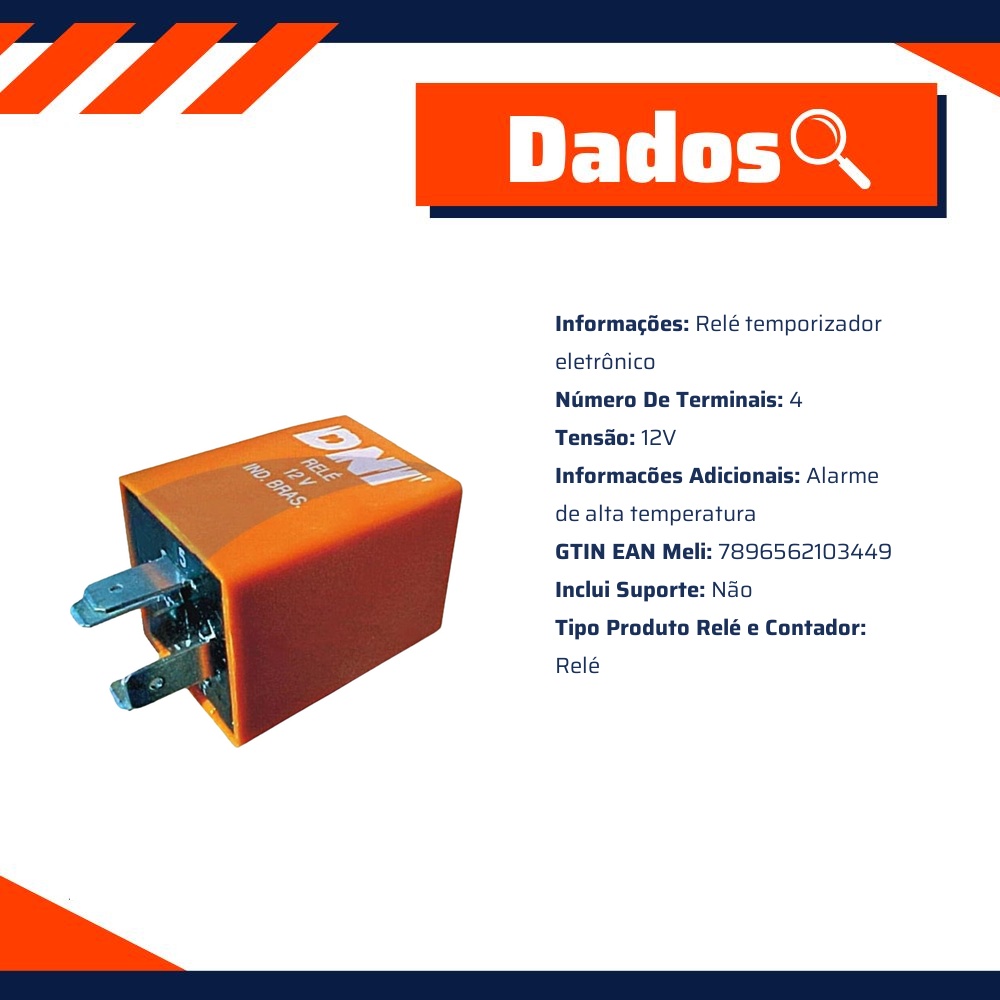 Relê Auxiliar 12V 4 Conexões - DNI - 0344