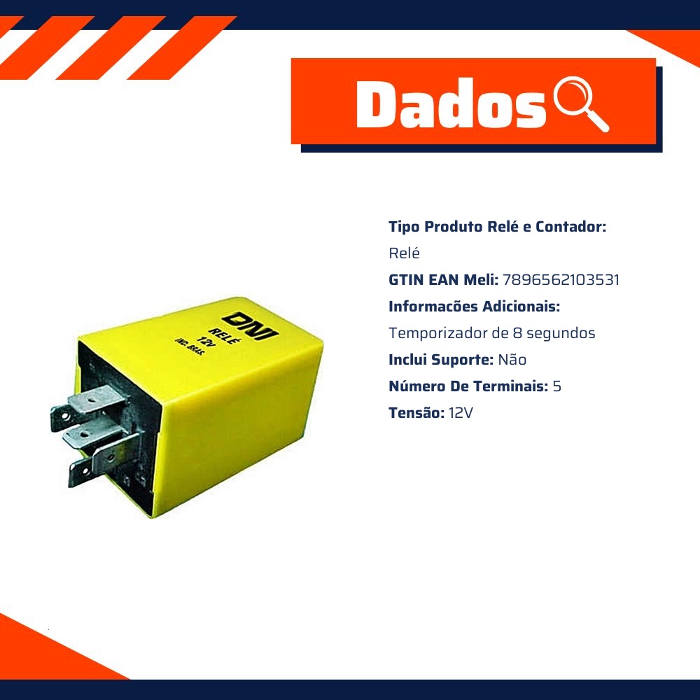 Relê Temporizador 12V 5 Conexões - DNI - 0353