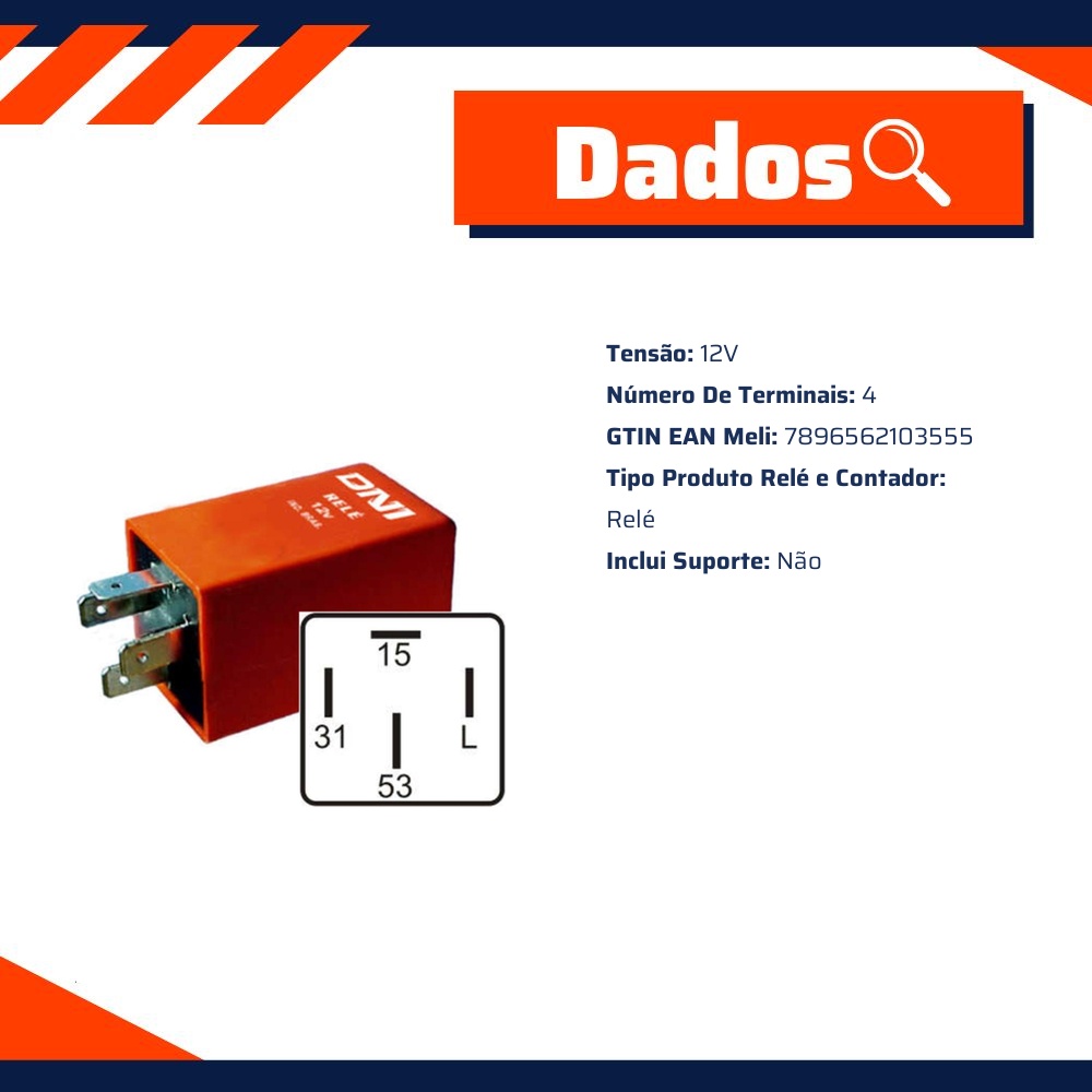 Relé Limpador Para-Brisa Traseiro 12V para Volkswagen Gol - DNI - DNI 0355
