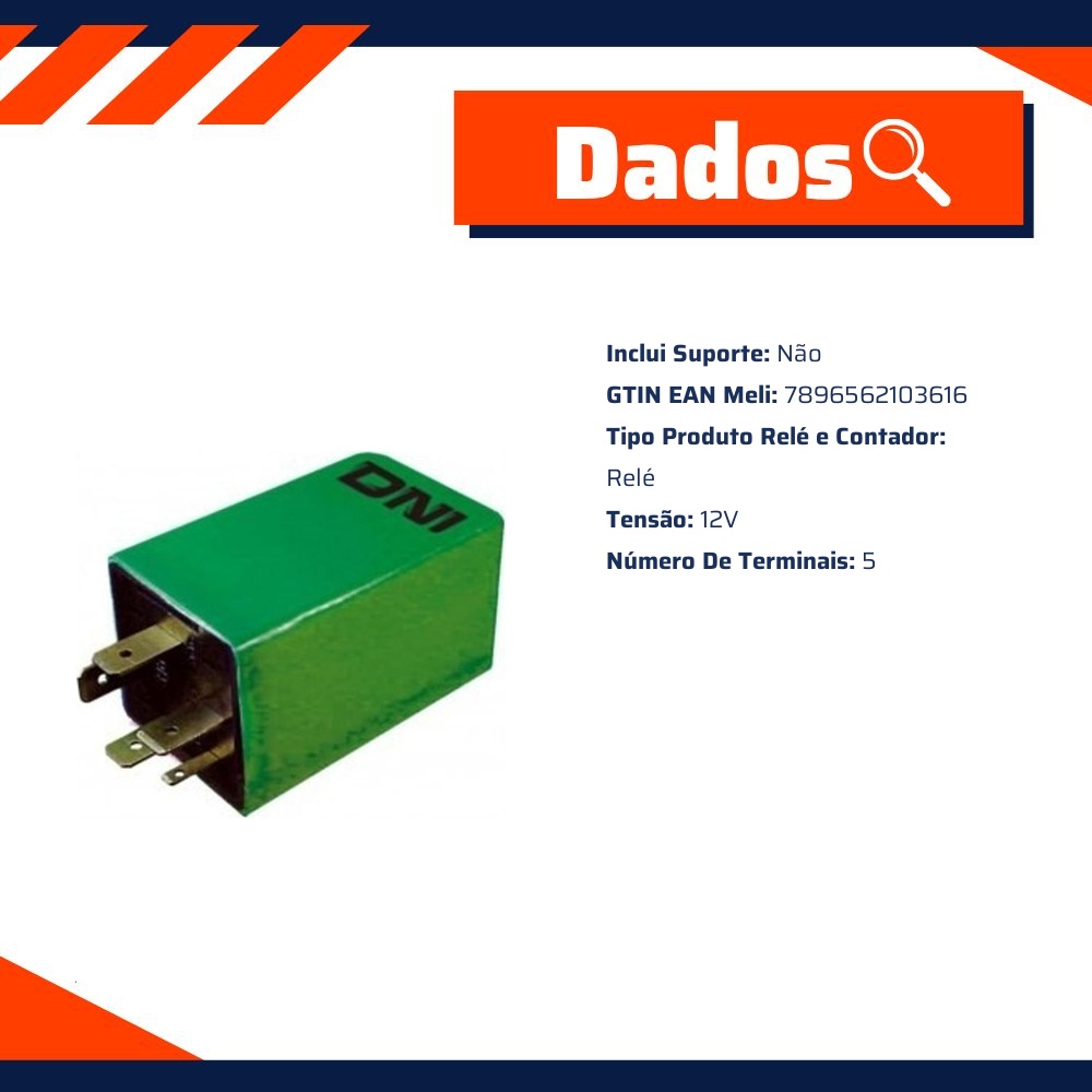 Relê Injeção Eletrônica 12V Plástico - DNI - 0361