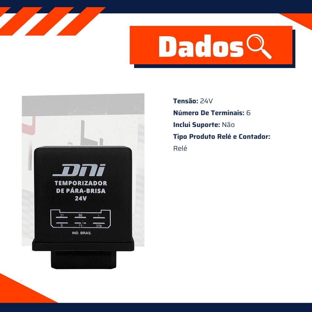 Relê Temporizador 24V 6 Conexões - DNI - 0823