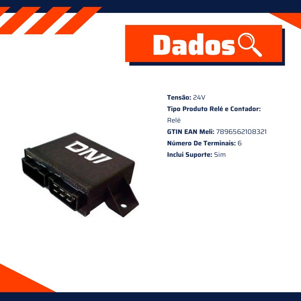 Relê Freio Motor 24V 6 Conexões - DNI - 0832