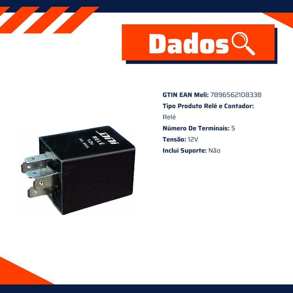 Relê Parada De Motor 12V 180W 4T - DNI - 0833