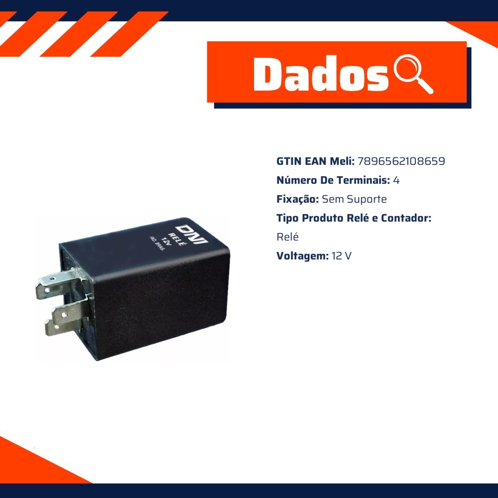 Relê Temporizador 12V 4 Conexões - DNI - 0865