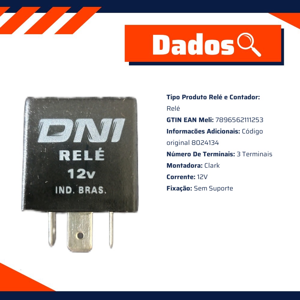 Relê 12V Comando do Pisca 3 Terminais - DNI - 1125