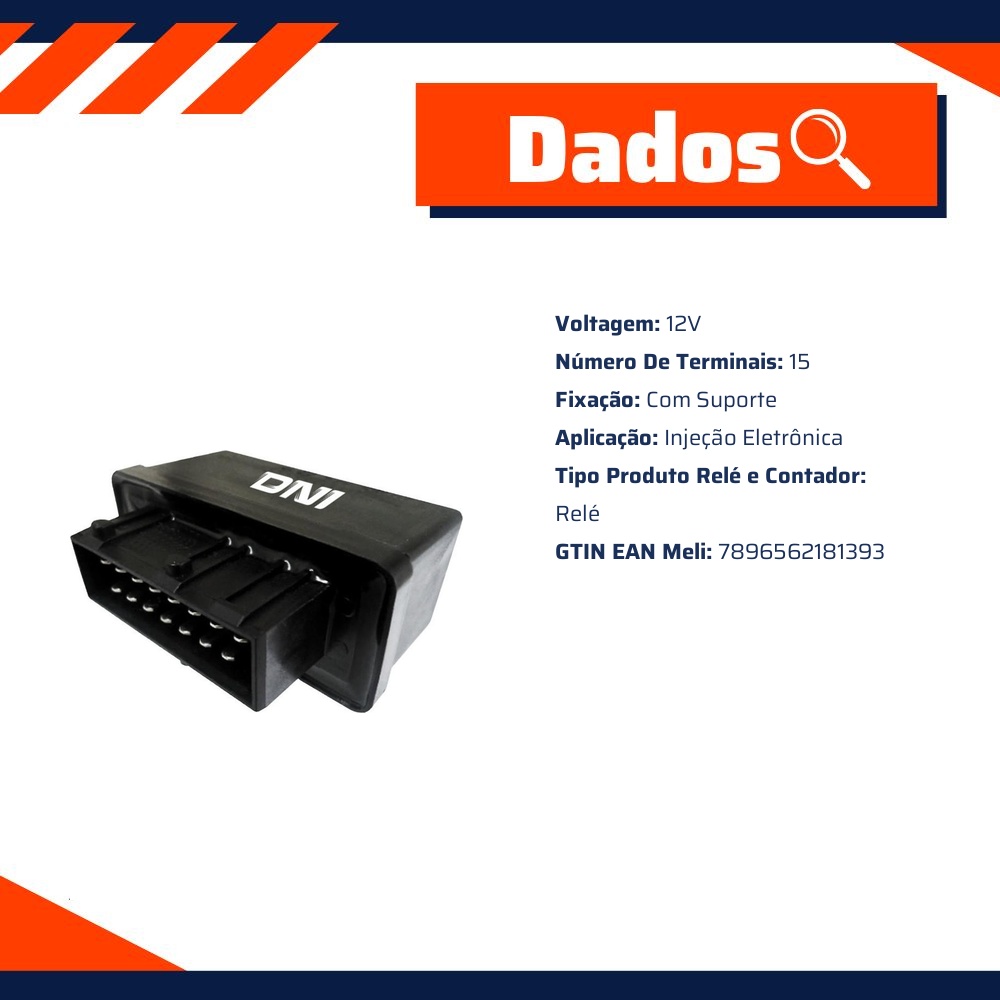 Relê Auxiliar 12V Plástico 15 - DNI - 8139