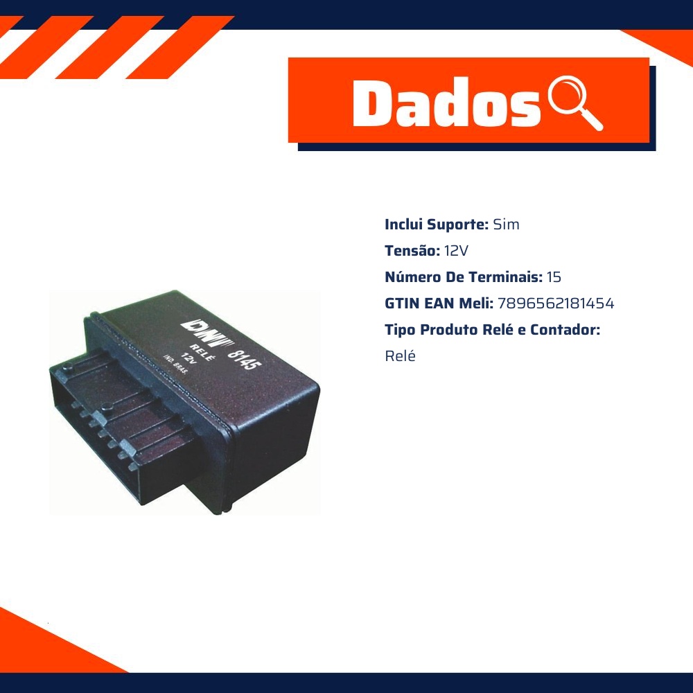 Relê Auxiliar 12V Plástico - DNI - 8145