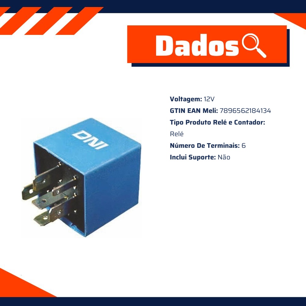 Relê Auxiliar 12V - DNI - 8413
