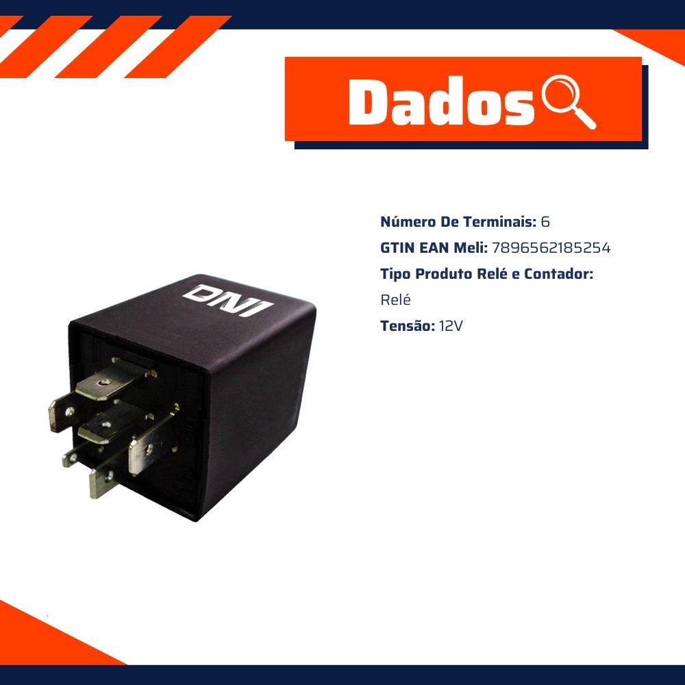 Relé de Comando para Eletroventilador 12V 6 Terminais para Fiat Palio - DNI - DNI 8525