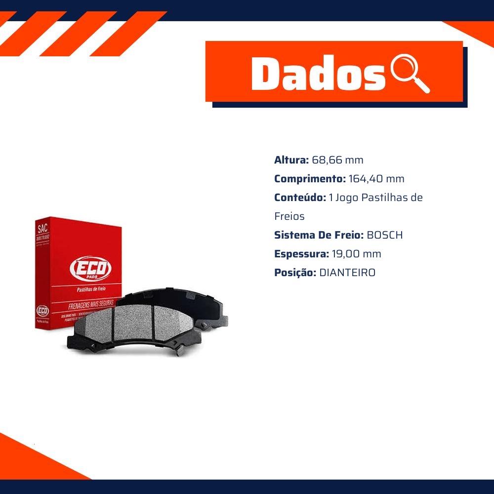 Pastilha de Freio Dianteira para Fiat Ducato - ECOPADS - ECO1327