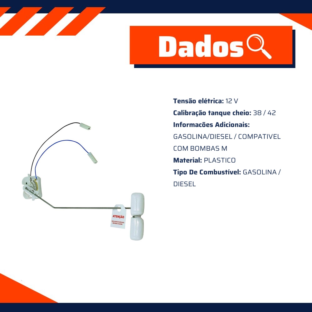 Sensor de Nível de Combustível Gasolina para Troller RF SPORT e T4 - TSA - T-010010