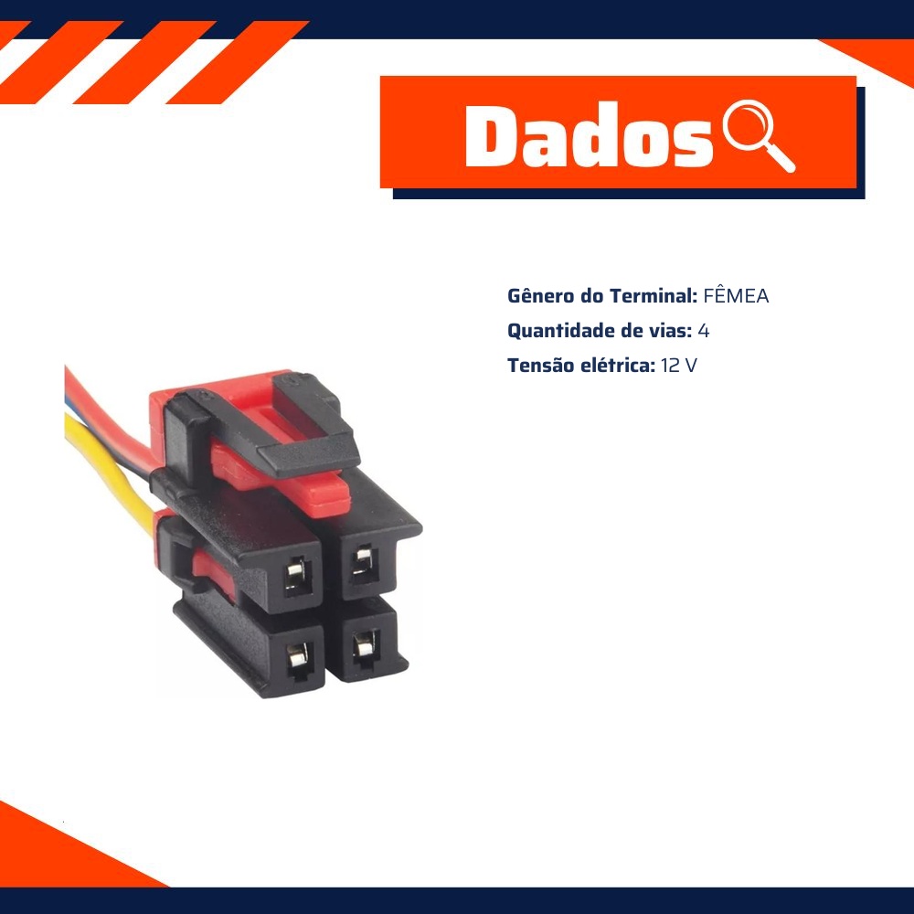 Chicote Fêmea 4 Vias 12V para Chevrolet S10 - TC Chicotes - TC 104.1756