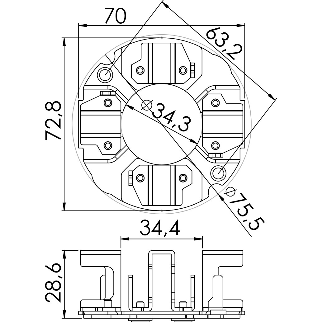 Porta Escovas para Motor de Partida com 4 Escovas - Unifap - 1.147/4