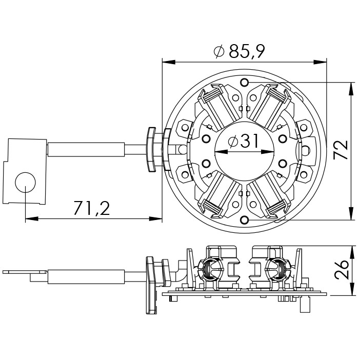 Porta Escovas para Motor de Partida com 4 Escovas - Unifap - 1.164/4