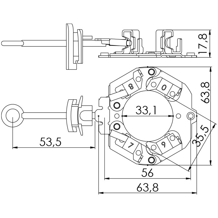 Porta Escovas para Motor de Partida com 4 Escovas - Unifap - 1.259/4