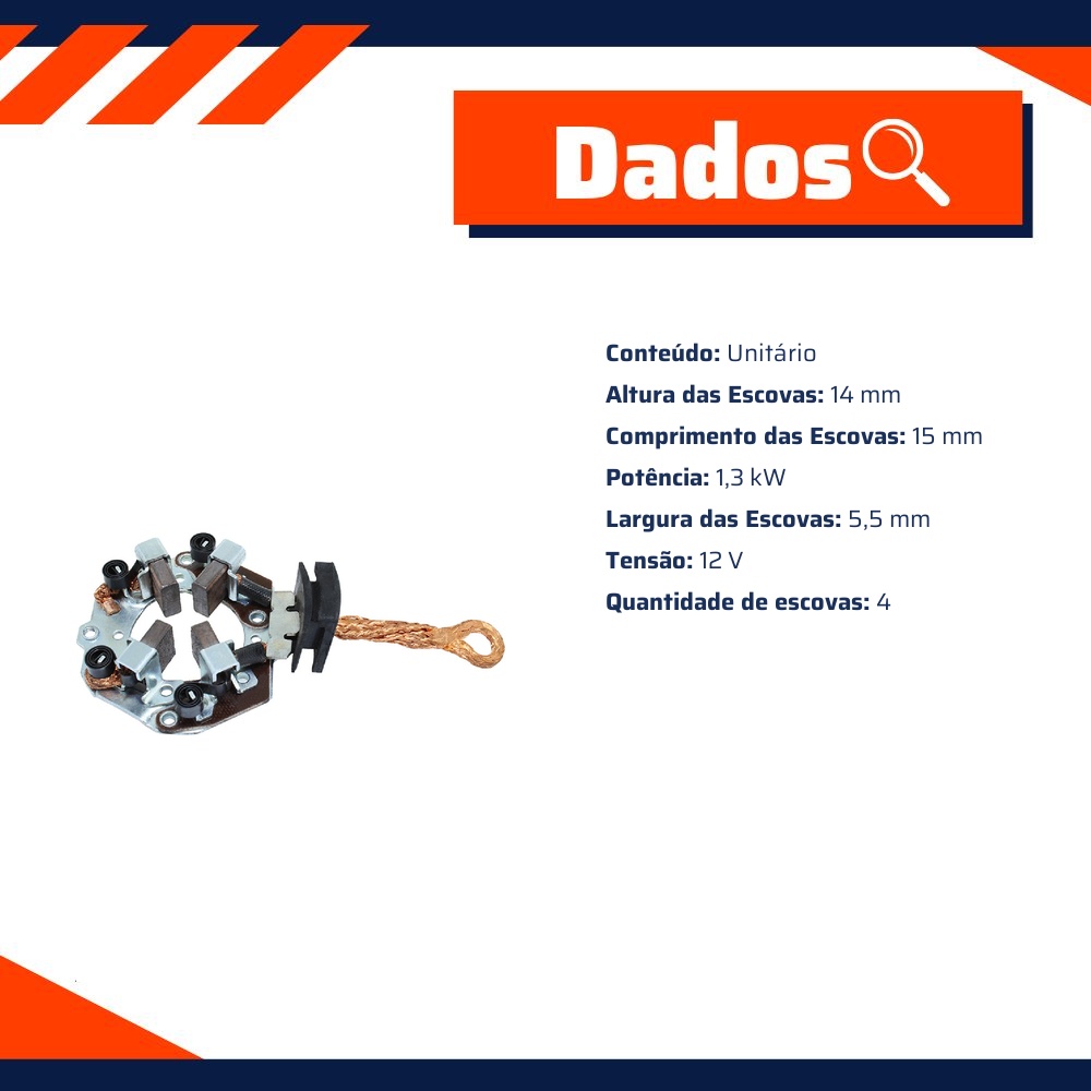 Porta Escovas para Motor de Partida com 4 Escovas - Unifap - 1.259/4