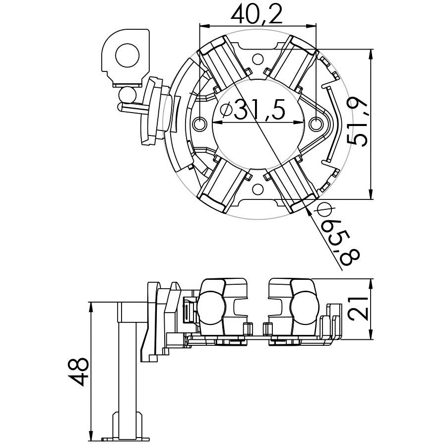 Porta Escovas para Motor de Partida com 4 Escovas - Unifap - 1.274/4