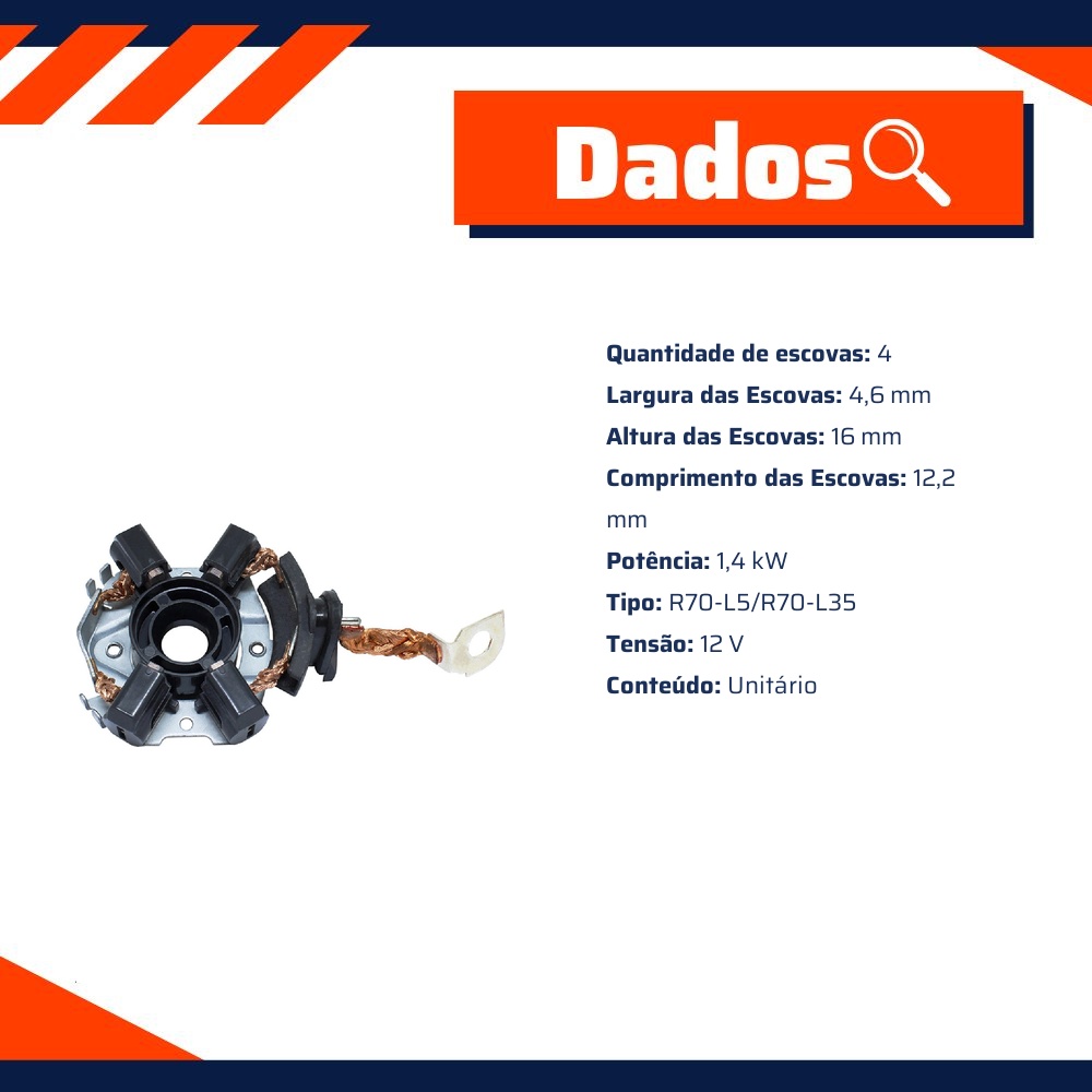 Porta Escovas para Motor de Partida com 4 Escovas - Unifap - 1.274/4