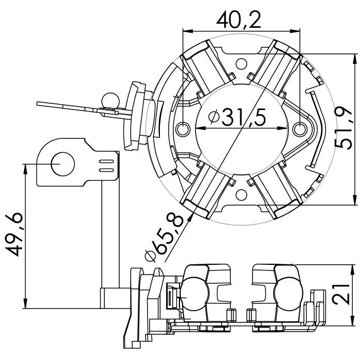 Porta Escovas para Motor de Partida com 4 Escovas - Unifap - 1.275/4