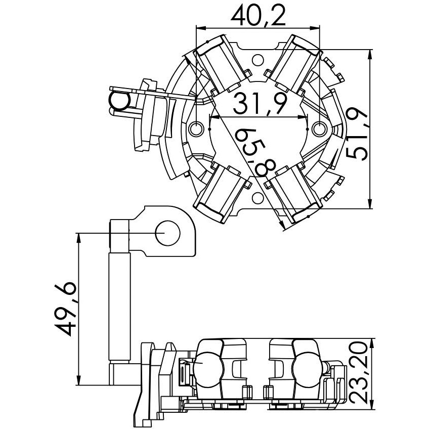 Porta Escovas para Motor de Partida com 4 Escovas - Unifap - 1.310/4