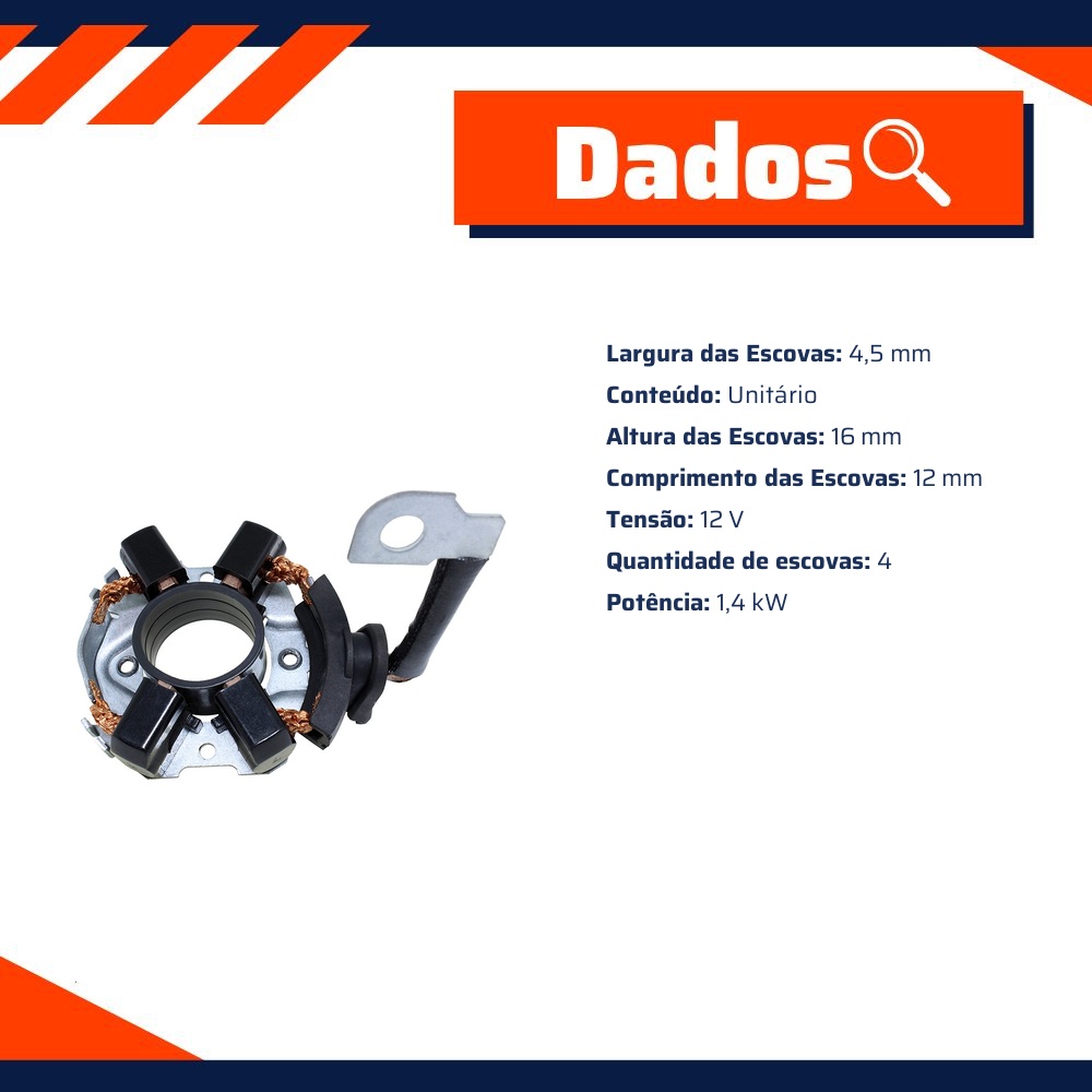 Porta Escovas para Motor de Partida com 4 Escovas - Unifap - 1.310/4