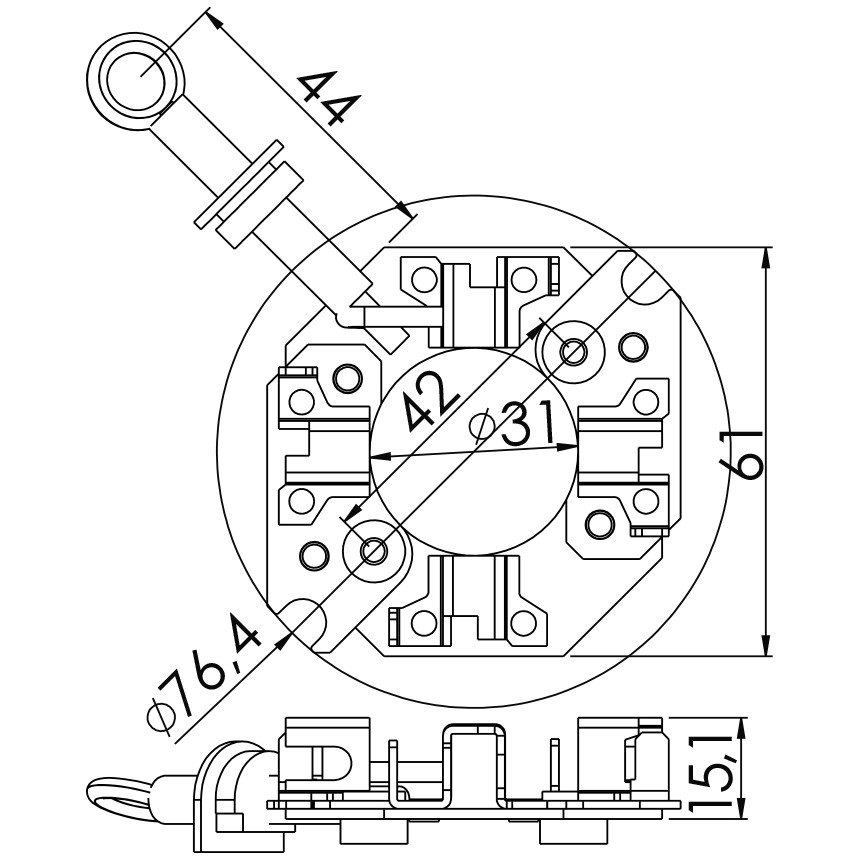 Porta Escovas para Motor de Partida com 4 Escovas para Effa Start Picape e Hafei Towner - Unifap - 1.340/4
