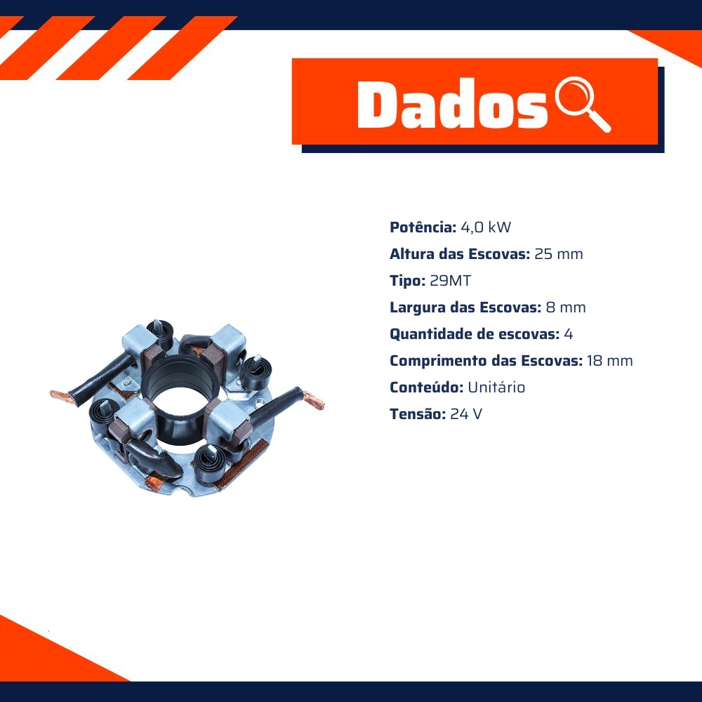 Porta Escovas para Motor de Partida com 4 Escovas - Unifap - 1.192/4