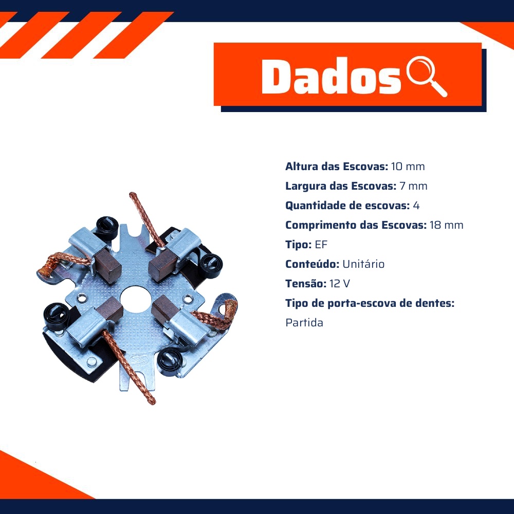 Porta Escovas para Motor de Partida com 4 Escovas - Unifap - 1.101/4