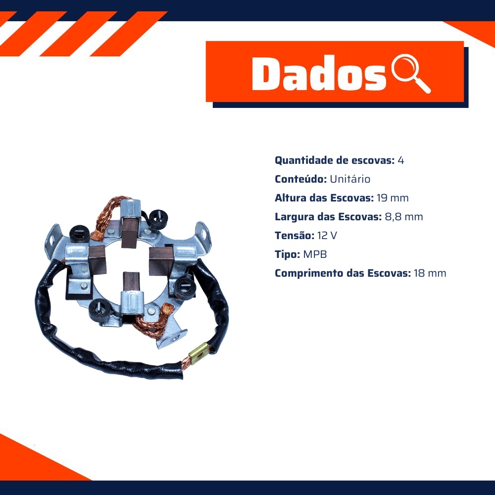 Porta Escovas para Motor de Partida com 4 Escovas - Unifap - 1.111/4