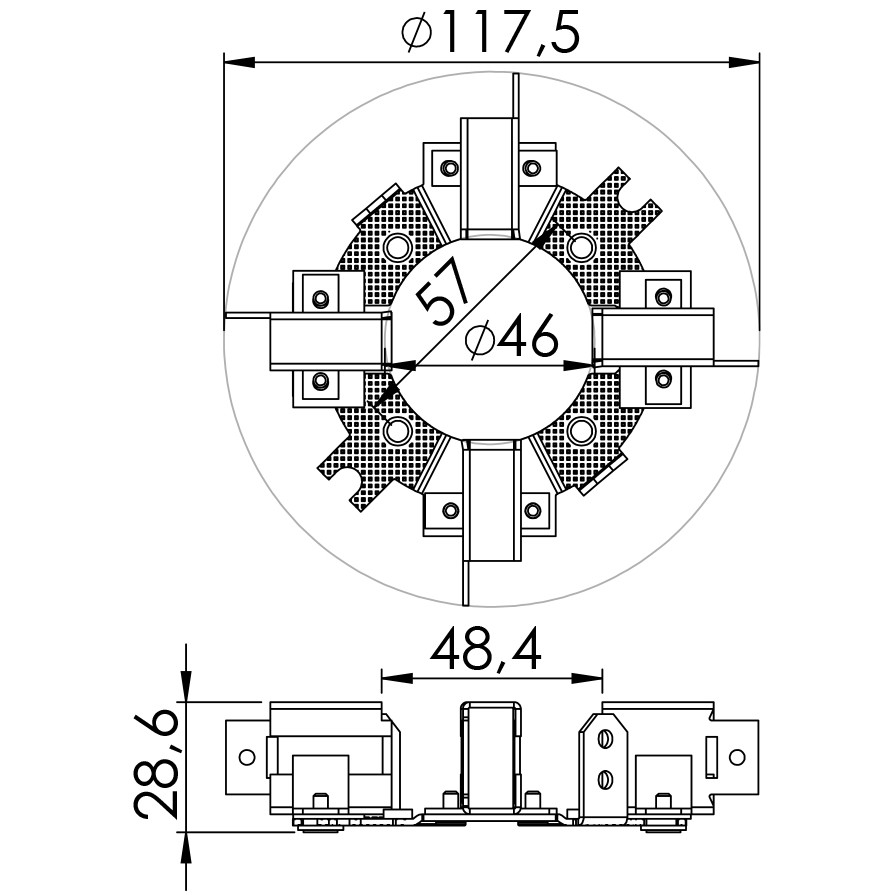 Porta Escovas para Motor de Partida com 4 Escovas - Unifap - 1.113/4