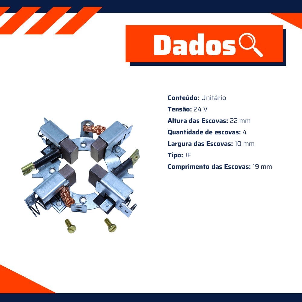 Porta Escovas para Motor de Partida com 4 Escovas - Unifap - 1.113/4