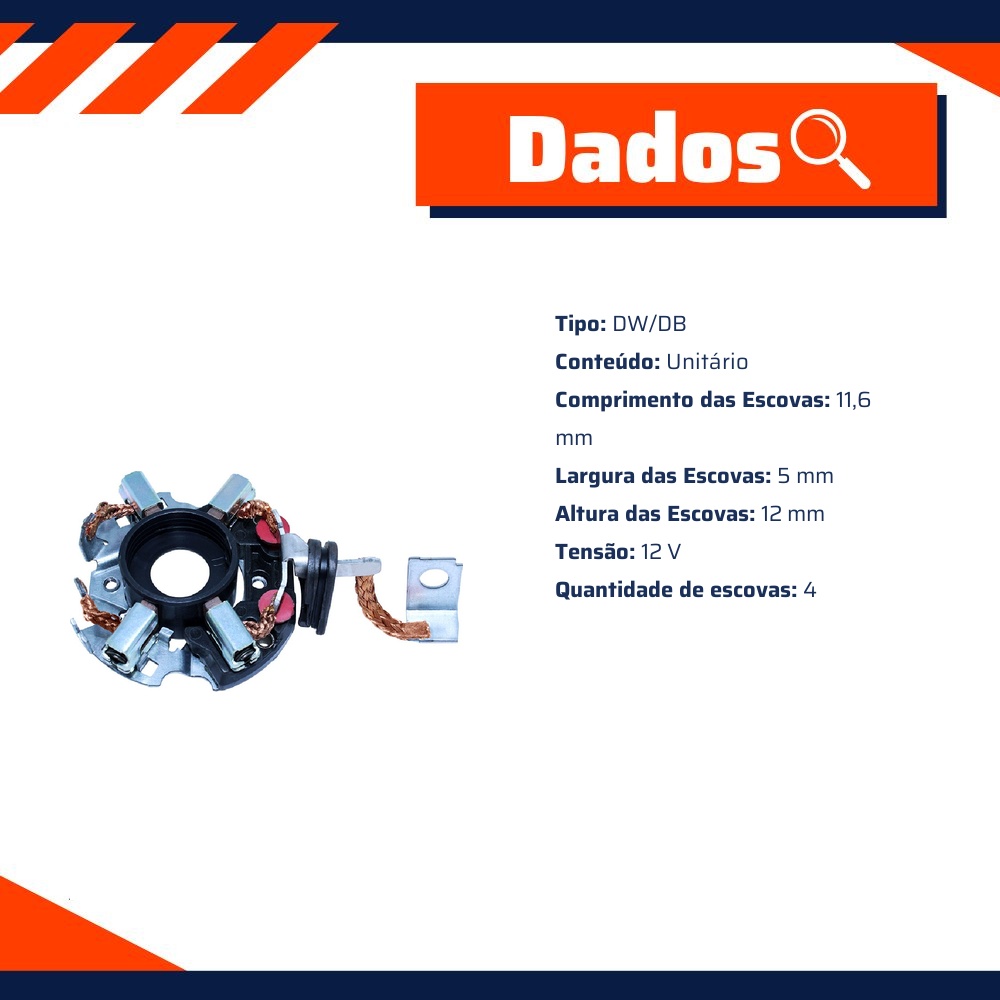 Porta Escovas para Motor de Partida com 4 Escovas - Unifap - 1.118/4