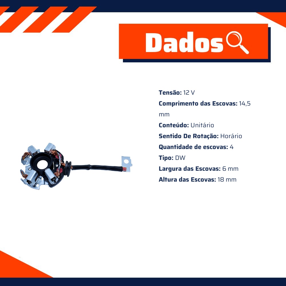 Porta Escovas para Motor de Partida com 4 Escovas - Unifap - 1.128/4