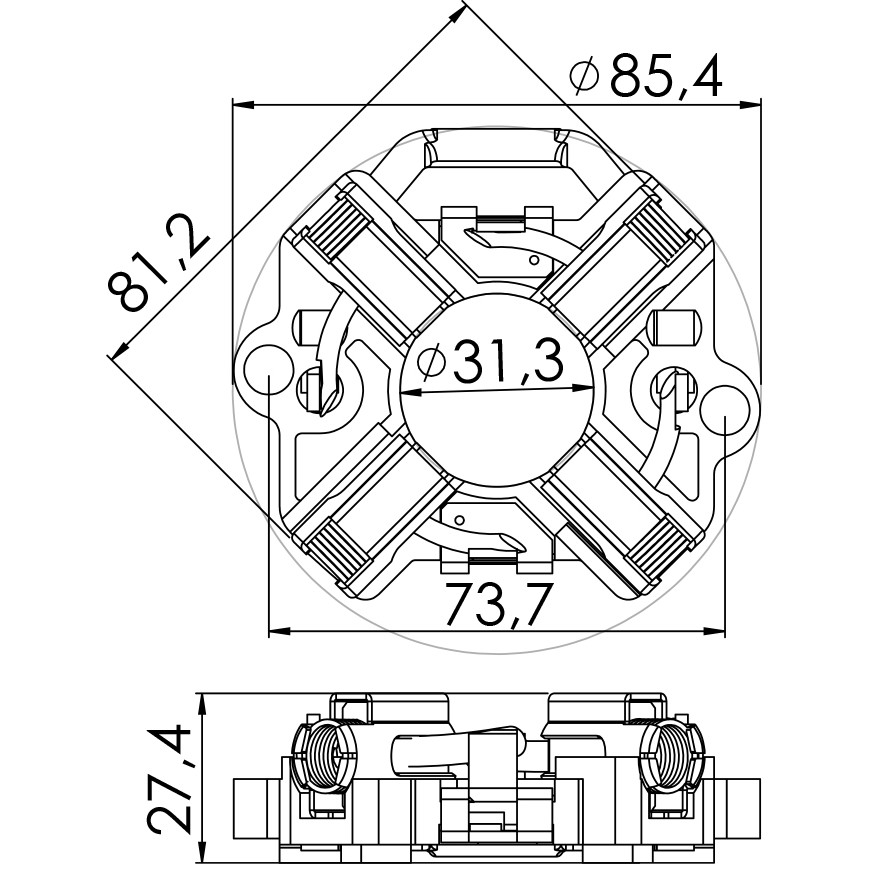 Porta Escovas para Motor de Partida com 4 Escovas - Unifap - 1.131/4