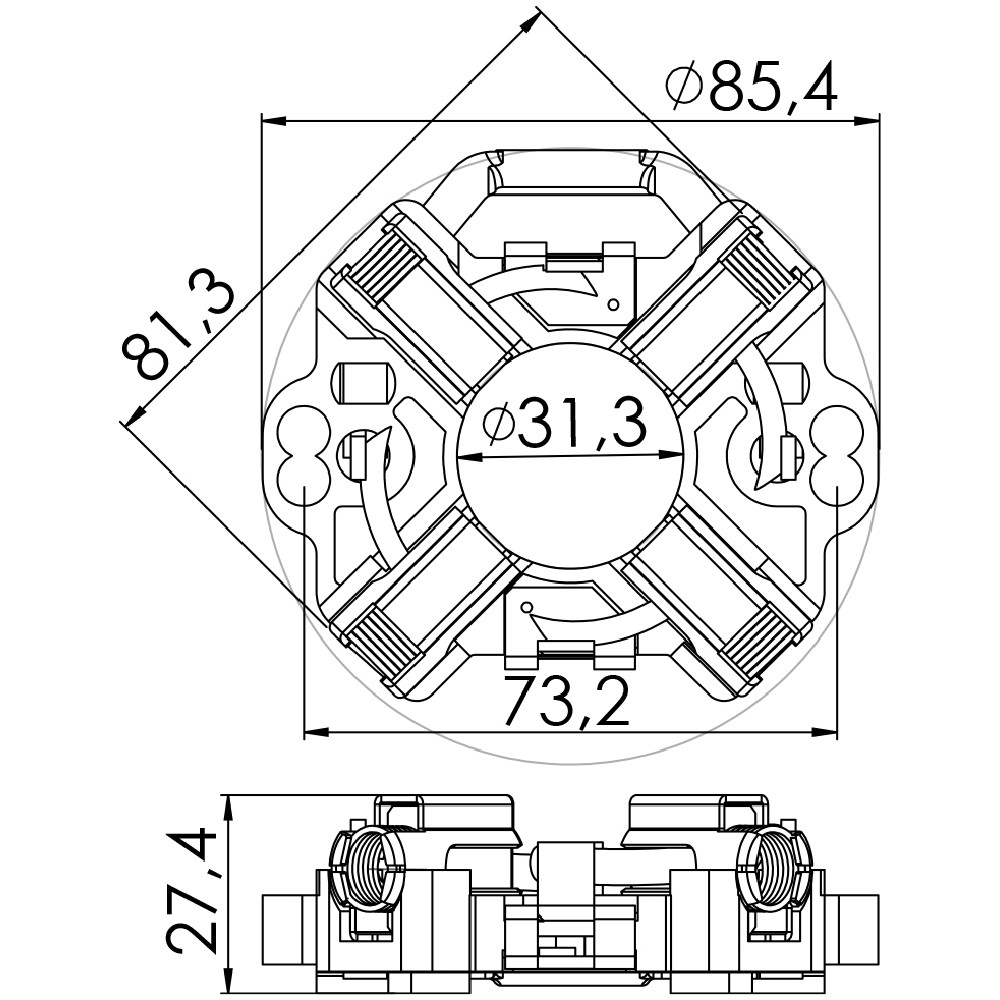 Porta Escovas para Motor de Partida com 4 Escovas - Unifap - 1.132/4